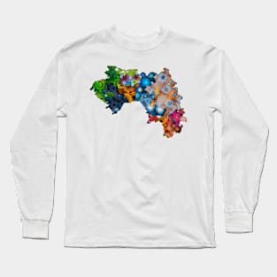 Spirograph Patterned Guinea Regions Map Long Sleeve T-Shirt